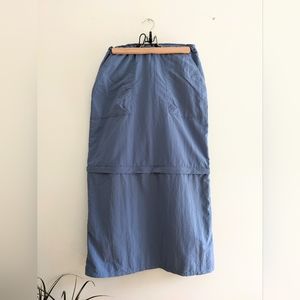 Y2K  blue Royal Robbins zip off cargo midi skirt